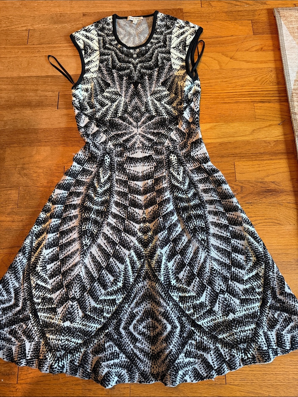 Ronny Kobo Black/White Patterned Mini Dress